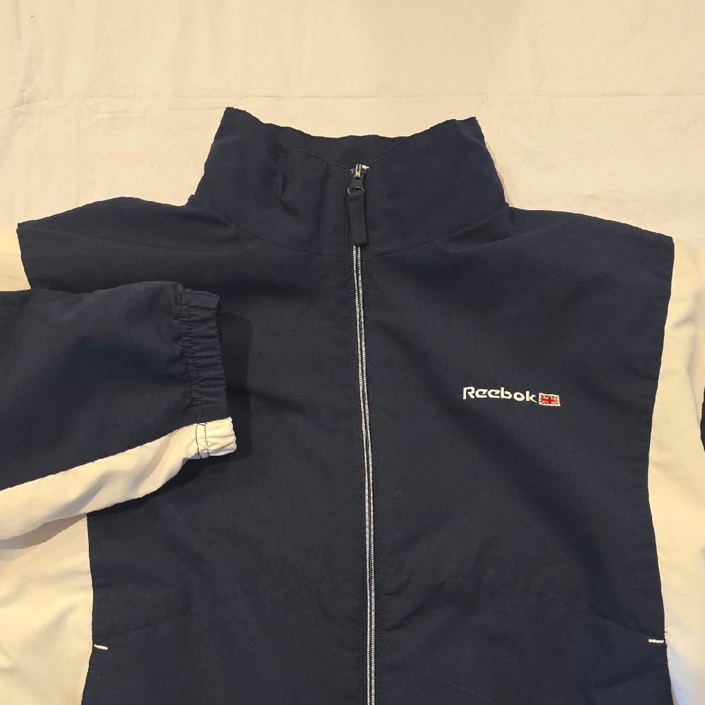 Reebok Classic Men's Full Zip‎ Athletic Track Jacket Navy Blue White M